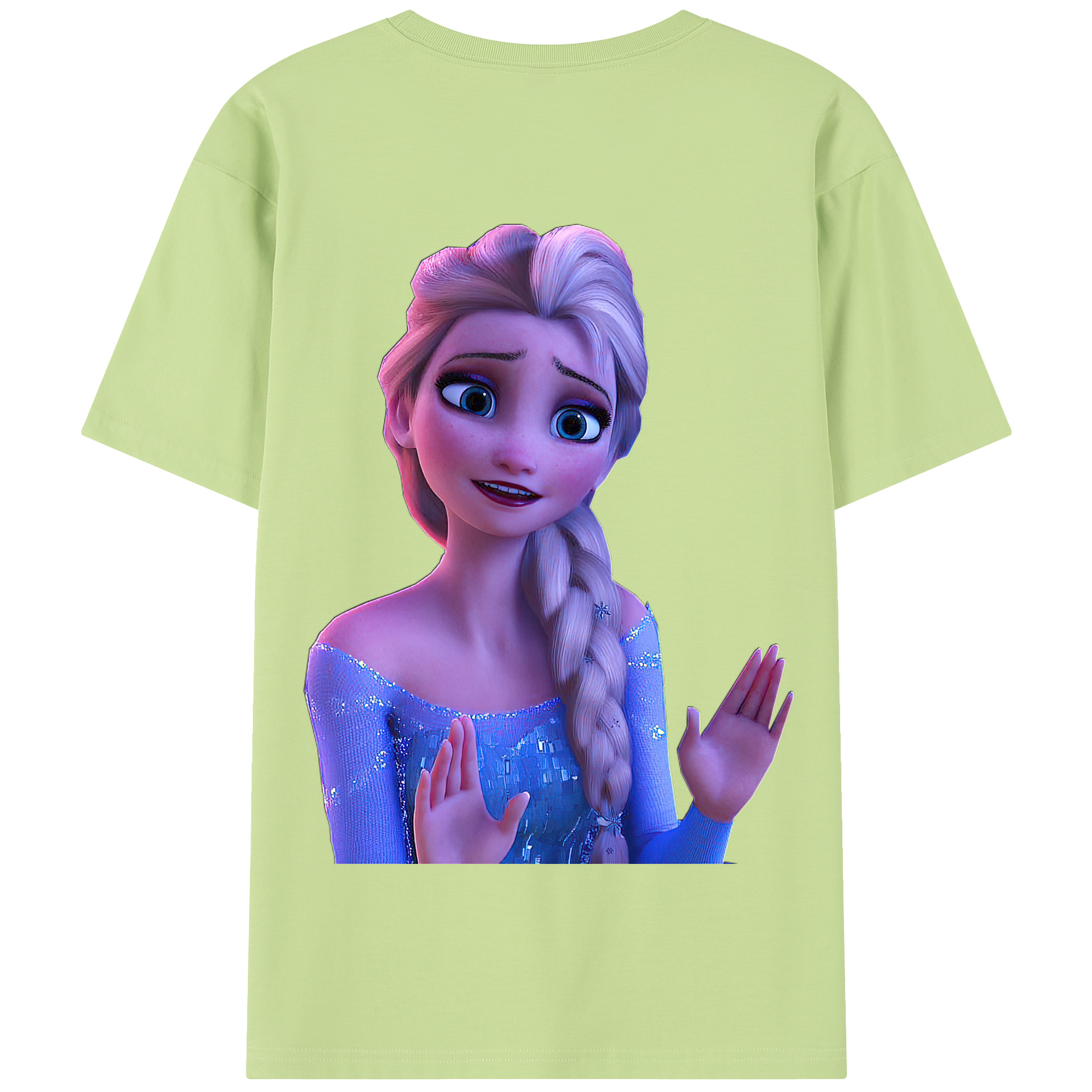 （画像用） アナと雪の女王 アンナ エルサ Frozen Anna Elsa 綿100％半袖Tシャツ（背面プリント）